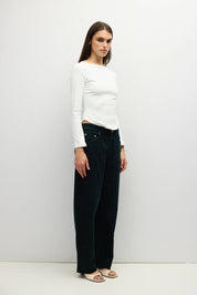 White Wide Neck Janel Top