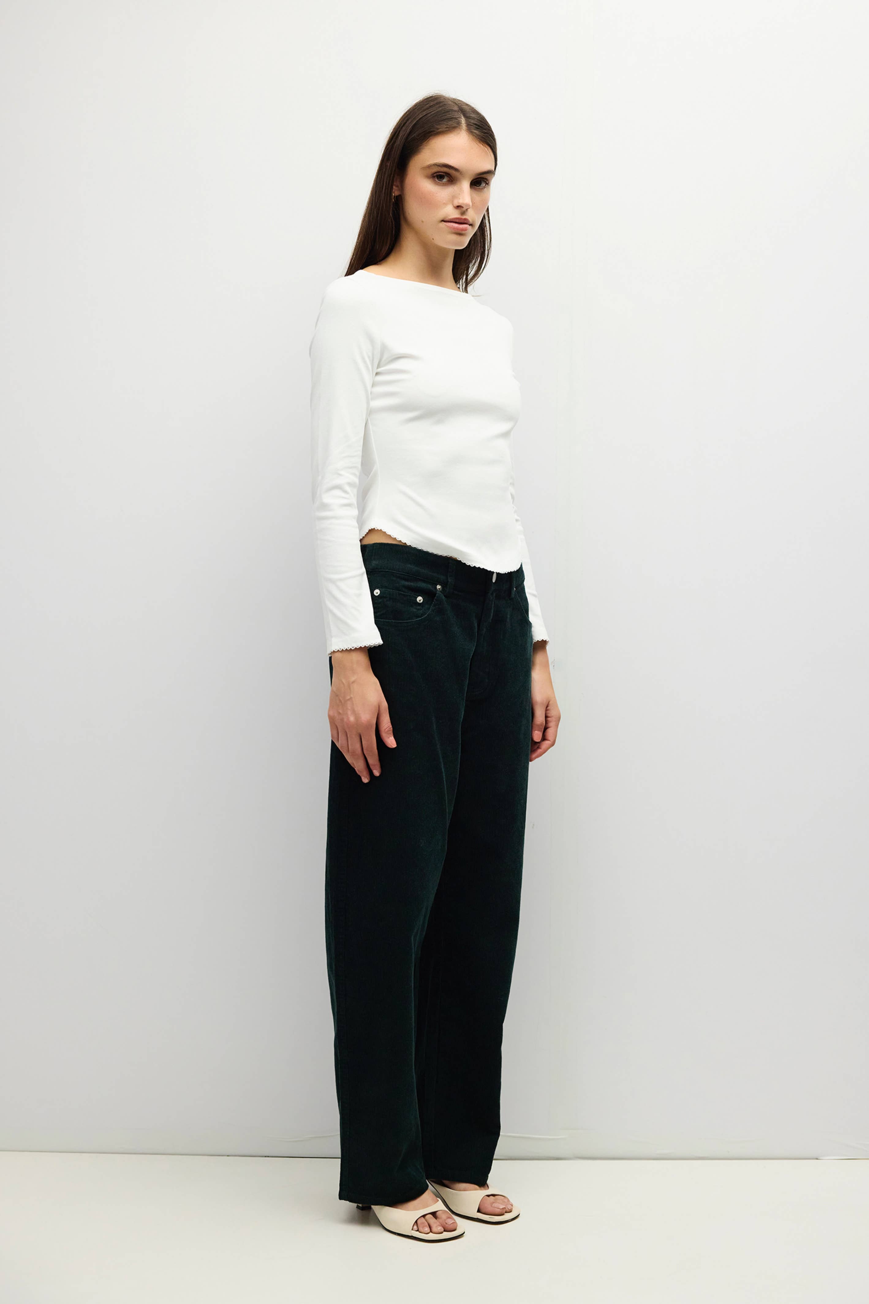 White Wide Neck Janel Top