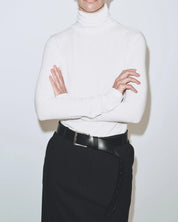 Mijeong Park White Roll Neck Jersey Top