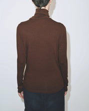 Mijeong Park Dark Brown Roll Neck Jersey Top