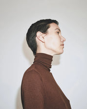 Mijeong Park Dark Brown Roll Neck Jersey Top