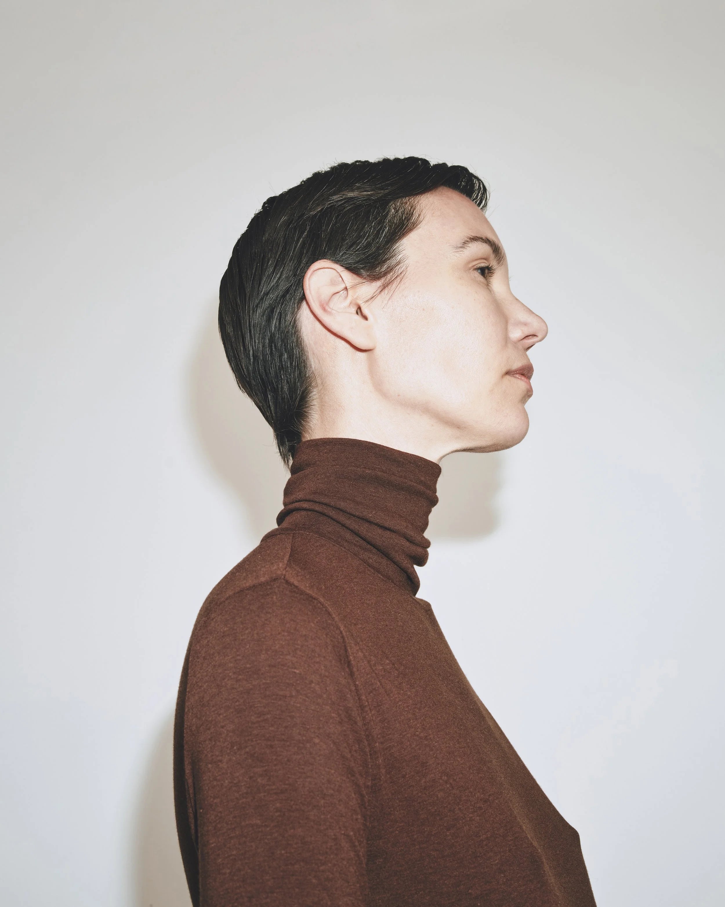 Mijeong Park Dark Brown Roll Neck Jersey Top