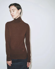 Mijeong Park Dark Brown Roll Neck Jersey Top