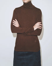Mijeong Park Dark Brown Roll Neck Jersey Top