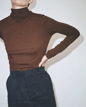 Mijeong Park Dark Brown Roll Neck Jersey Top