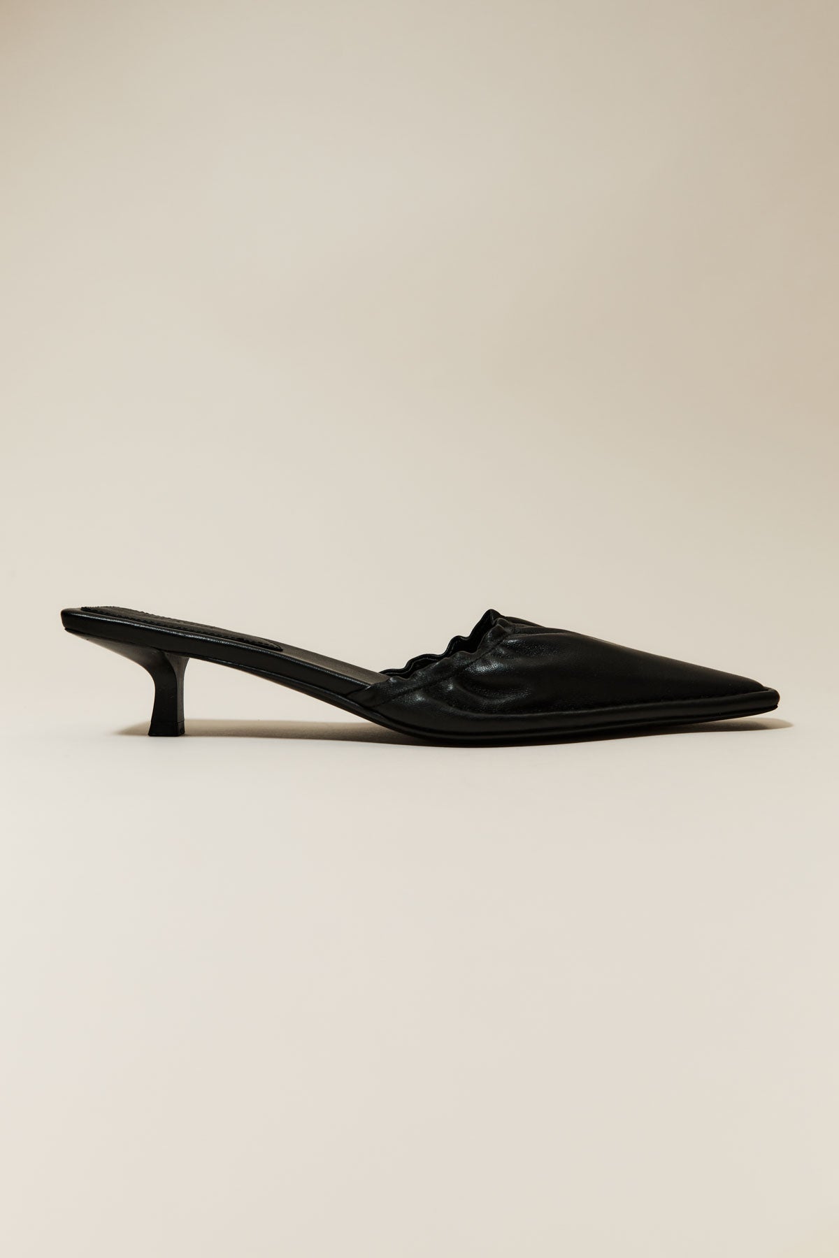 St. Agni Black Gathered Kitten Heels