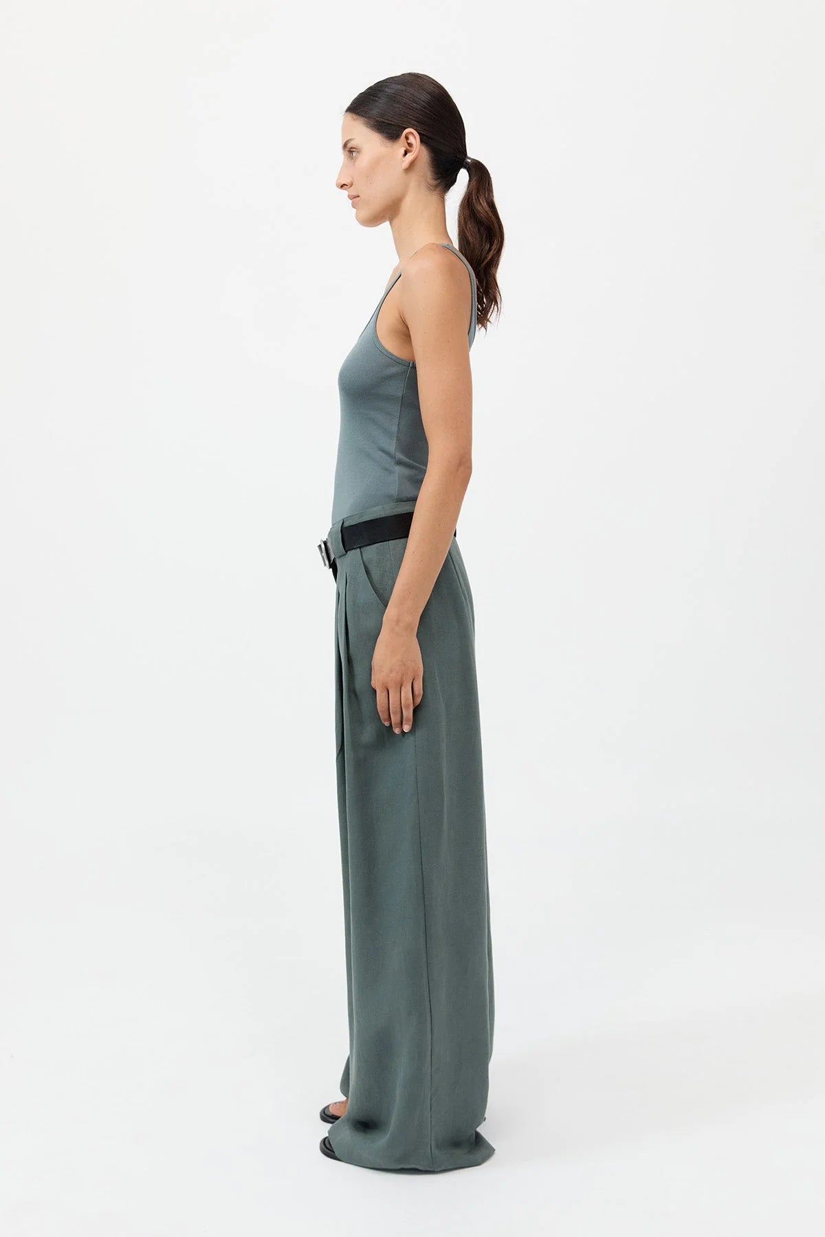 St. Agni Wide Leg Pleat Pants - Balsam Green – Dear Society St. Agni Wide Leg Pleat Pants - Balsam Green – Dear Society