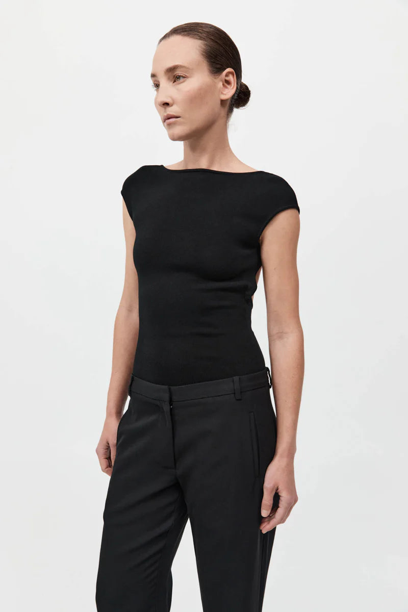 St. Agni Black Sculpted Ballet Knit Top