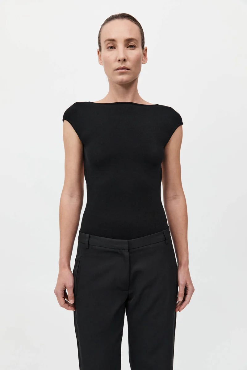 St. Agni Black Sculpted Ballet Knit Top