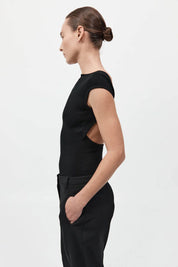 St. Agni Black Sculpted Ballet Knit Top