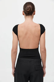 St. Agni Black Sculpted Ballet Knit Top