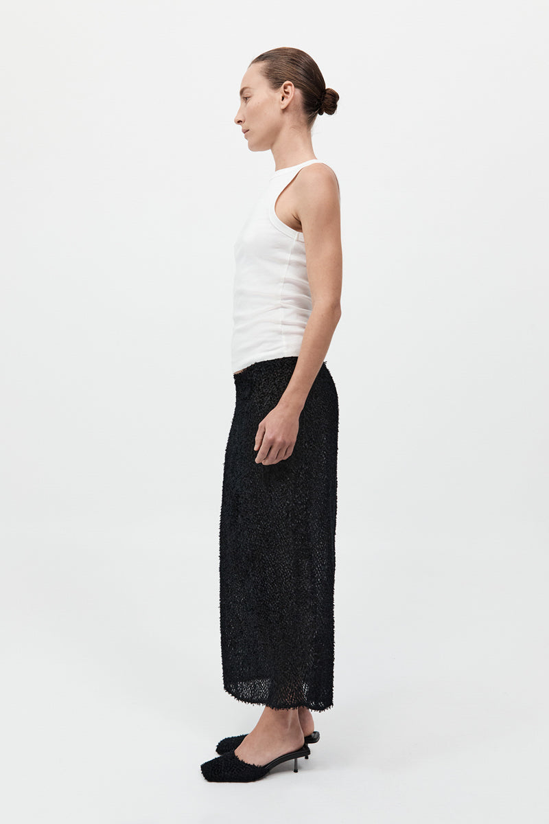 St. Agni Black Feathered Silk Skirt