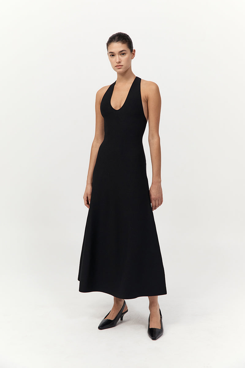 St. Agni Black Sculpted Knit Dress