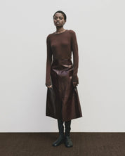 Mijeong Park Brown Wool Tencel Crew Neck Top