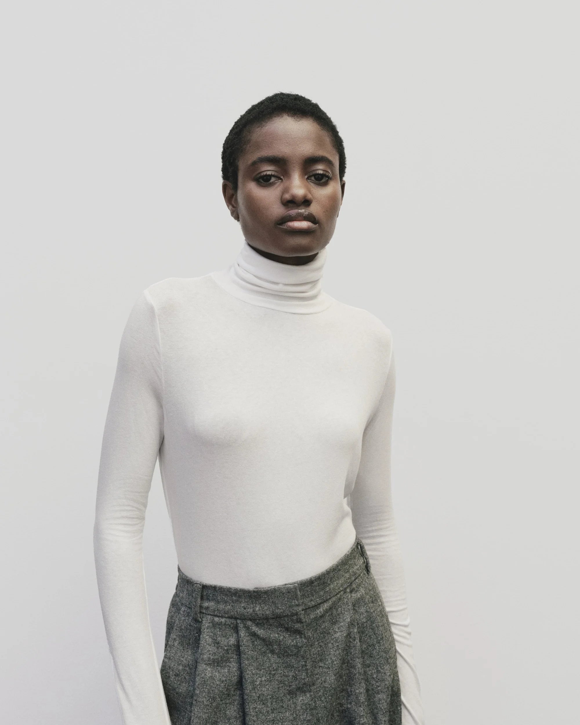 Mijeong Park White Roll Neck Jersey Top