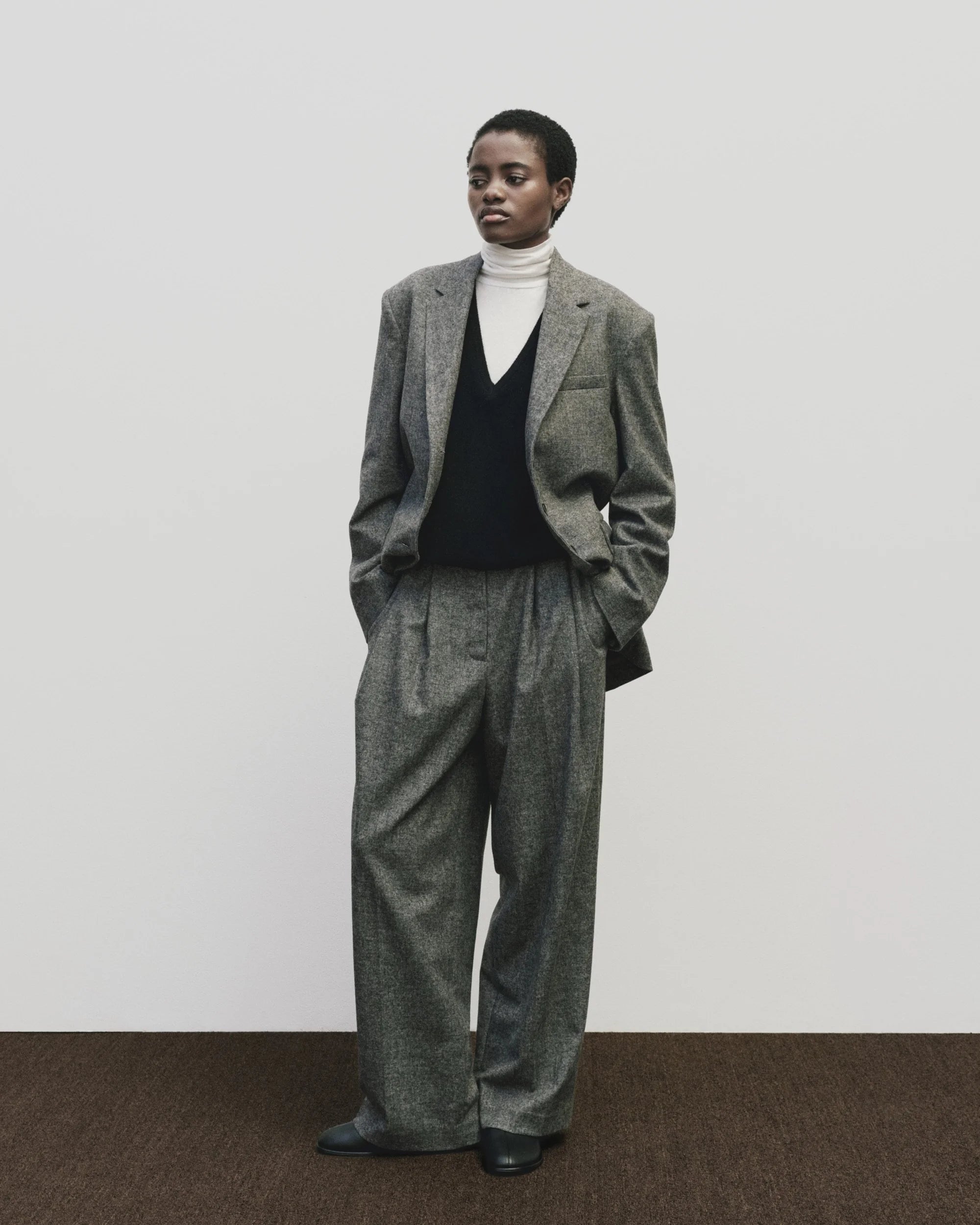 Mijeong Park Gray Wool Wide Leg Pants