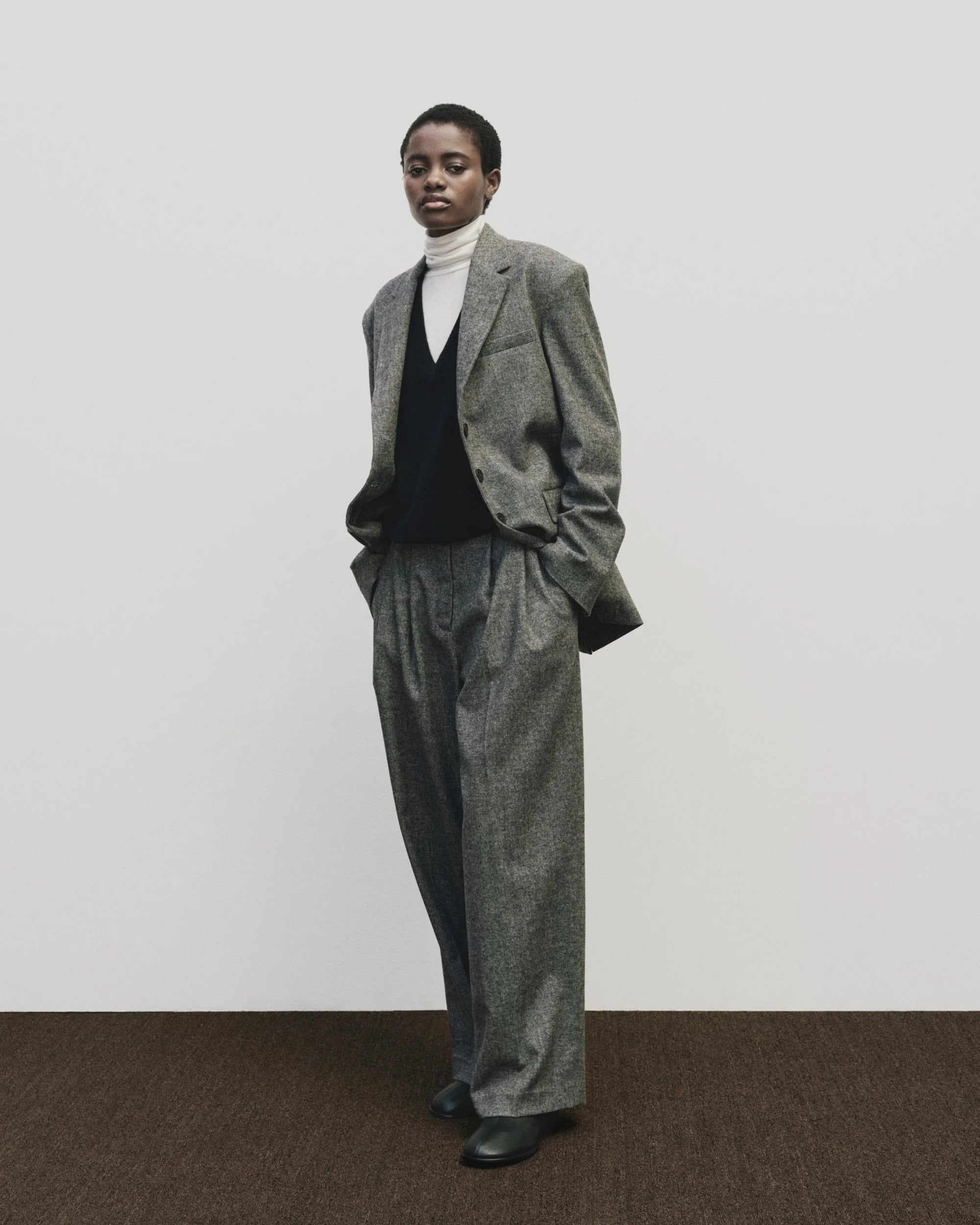 Mijeong Park Gray Wool Oversized  Blazer