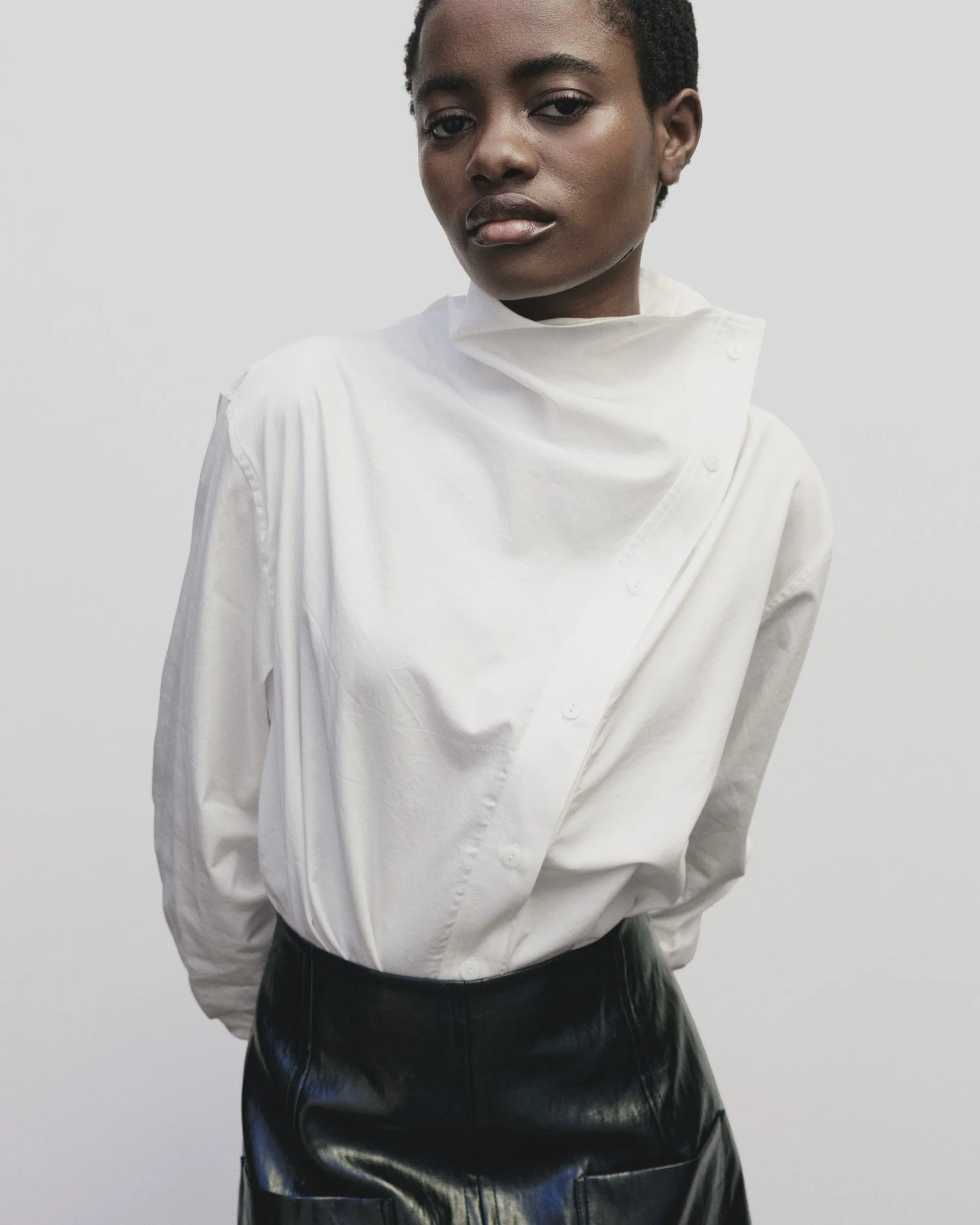 Mijeong Park White Asymmetric Cotton Shirt