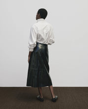 Mijeong Park Black Faux Leather Midi Skirt