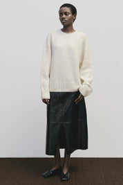 Mijeong Park Black Faux Leather Midi Skirt