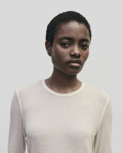 Mijeong Park Ivory Wool Tencel Crew Neck Top