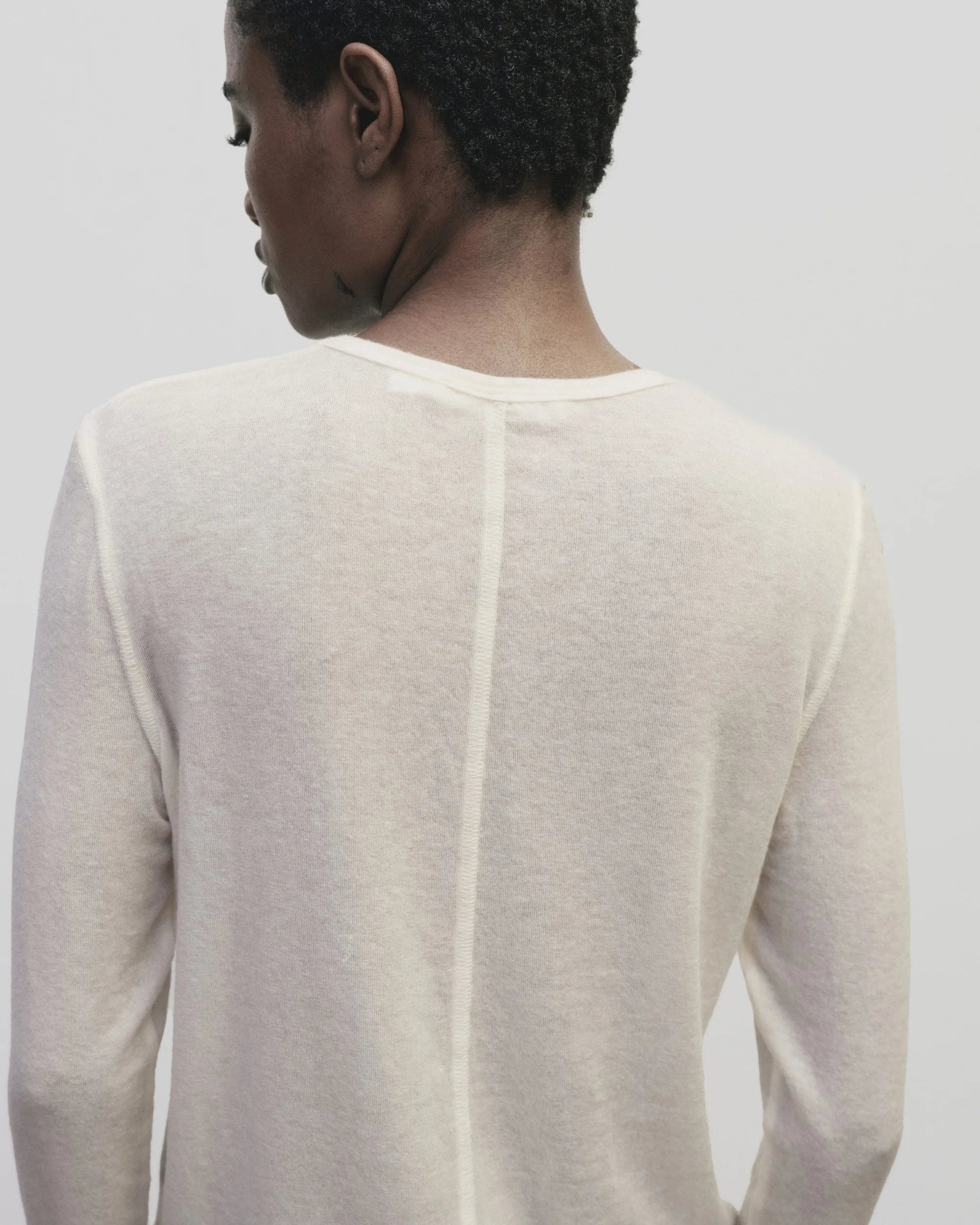 Mijeong Park Ivory Wool Tencel Crew Neck Top