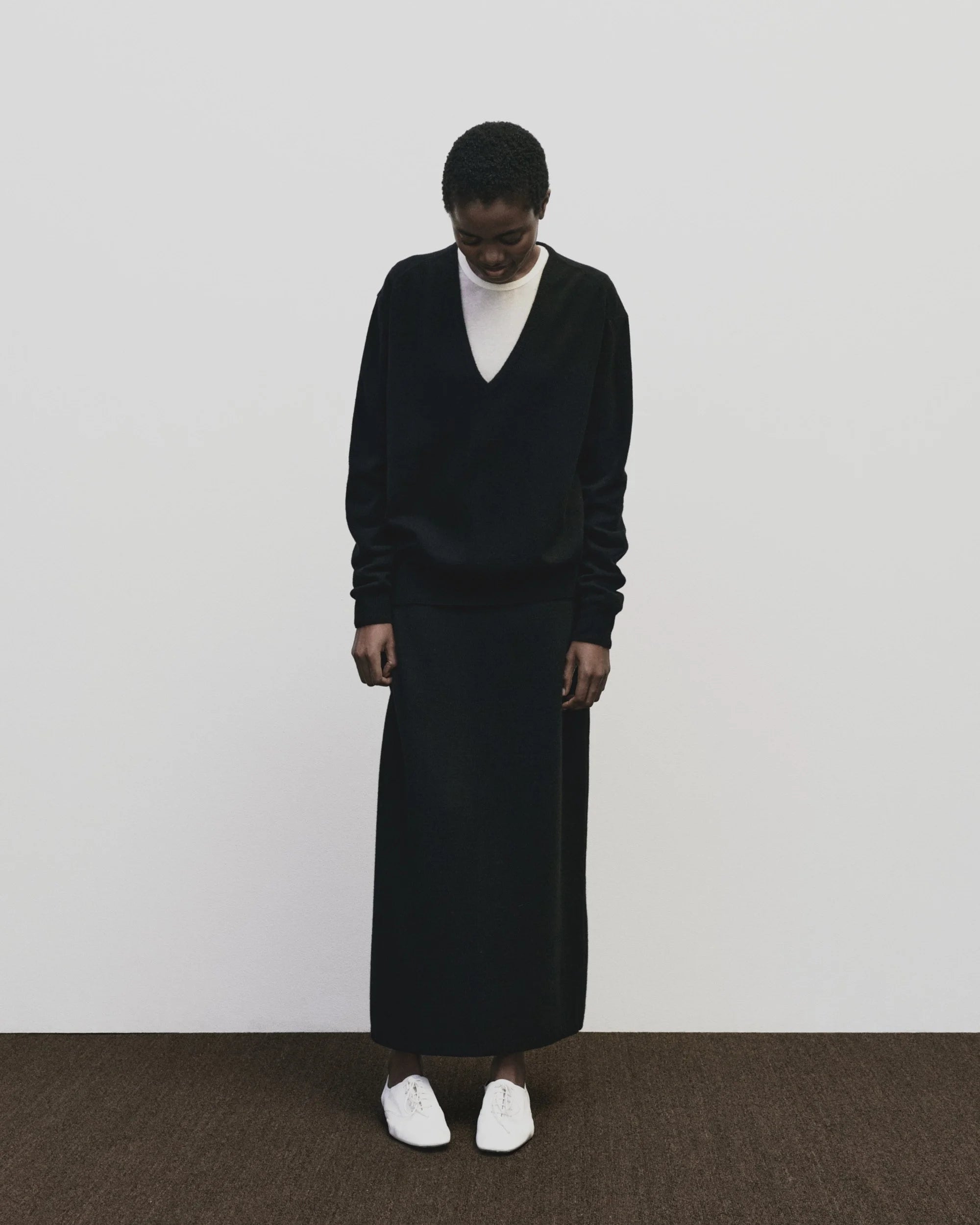 Mijeong Park Ivory Wool Tencel Crew Neck Top