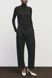 Mijeong Park Black Pleated Barrel Leg Pant