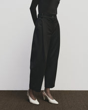 Mijeong Park Black Pleated Barrel Leg Pant