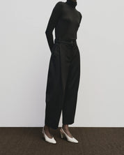 Mijeong Park Black Pleated Barrel Leg Pant