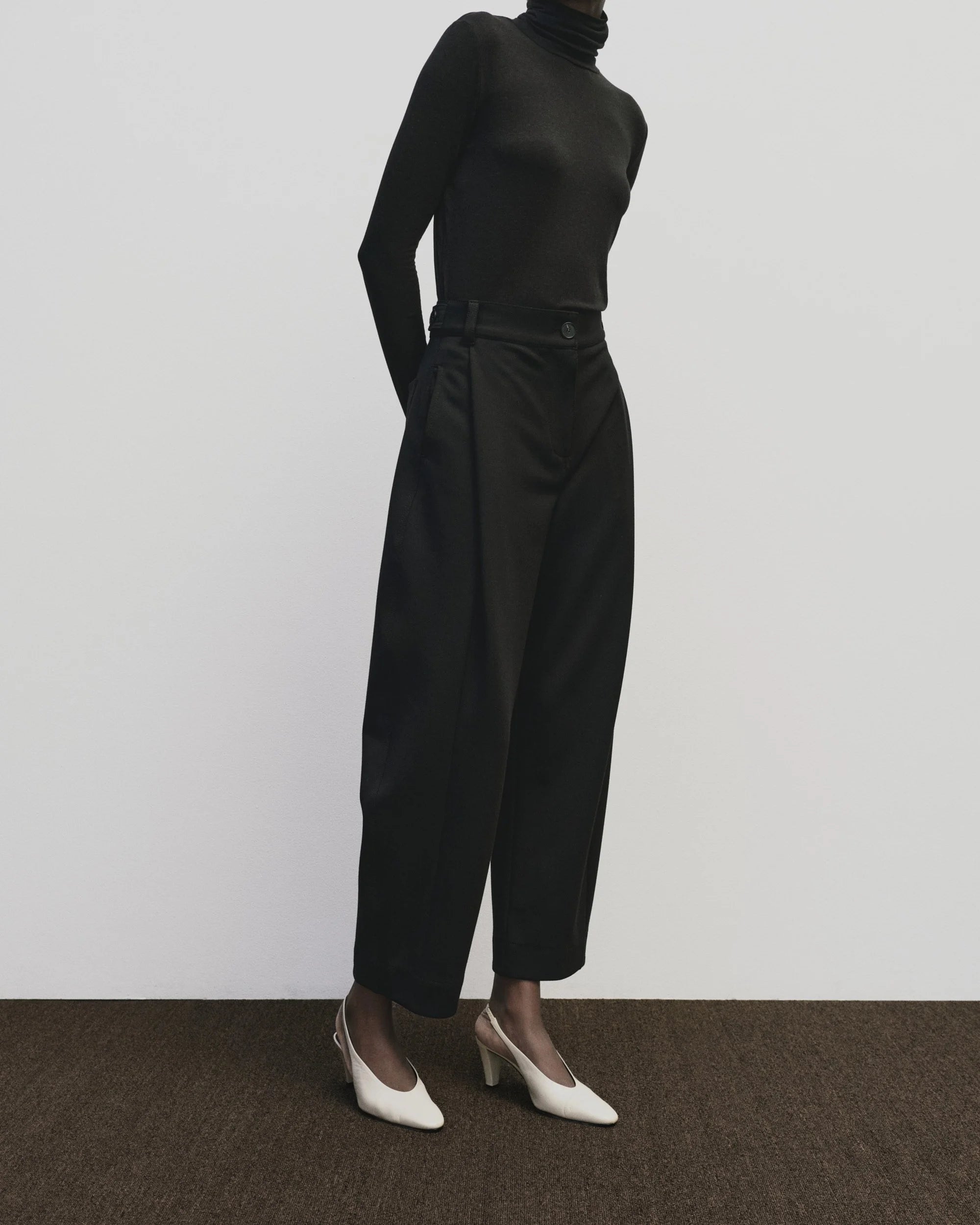 Mijeong Park Black Pleated Barrel Leg Pant