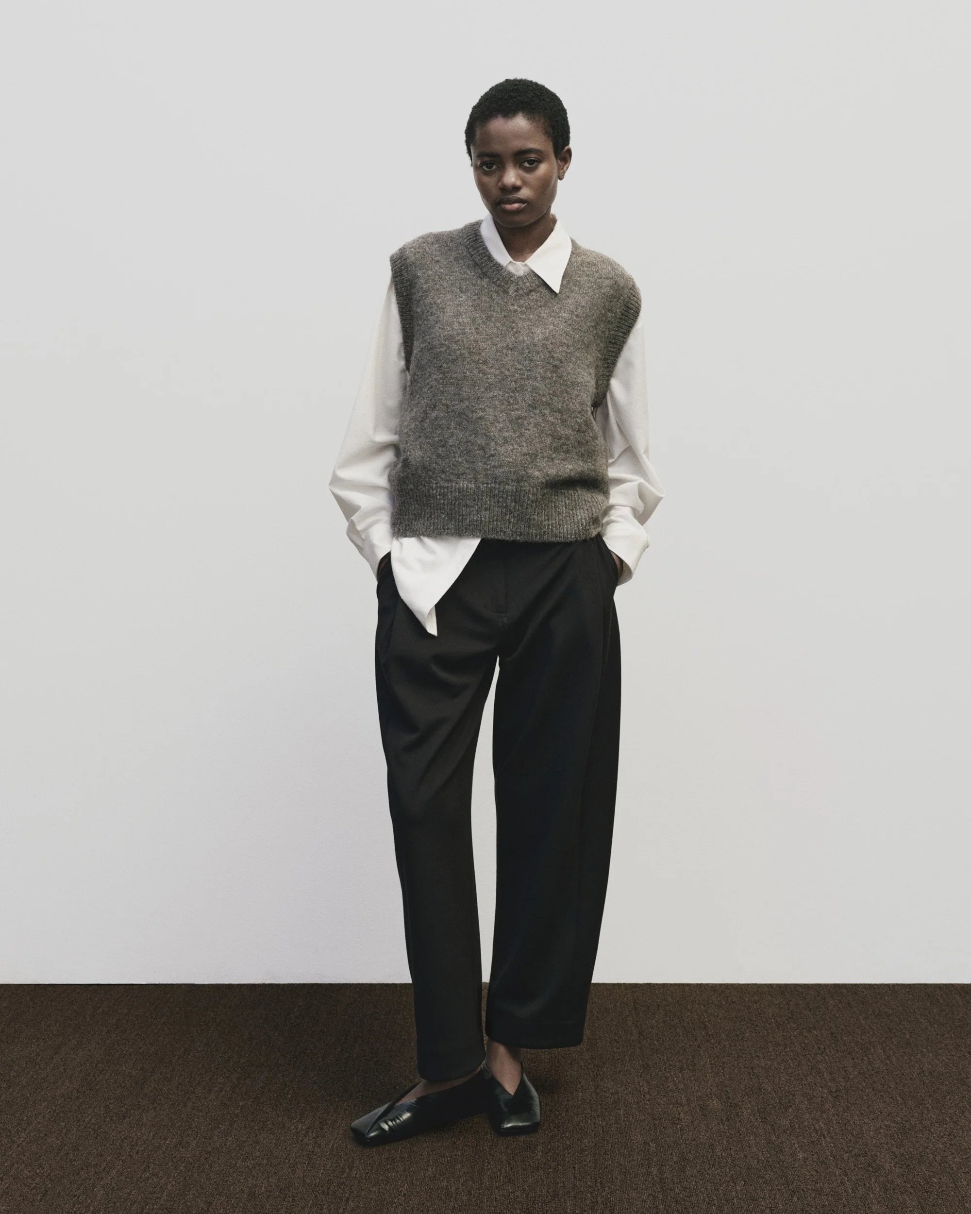 Mijeong Park Black Pleated Barrel Leg Pant