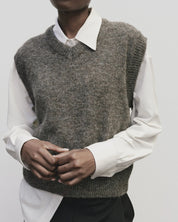 Mijeong Park Heather Brown Wool Sweater Vest