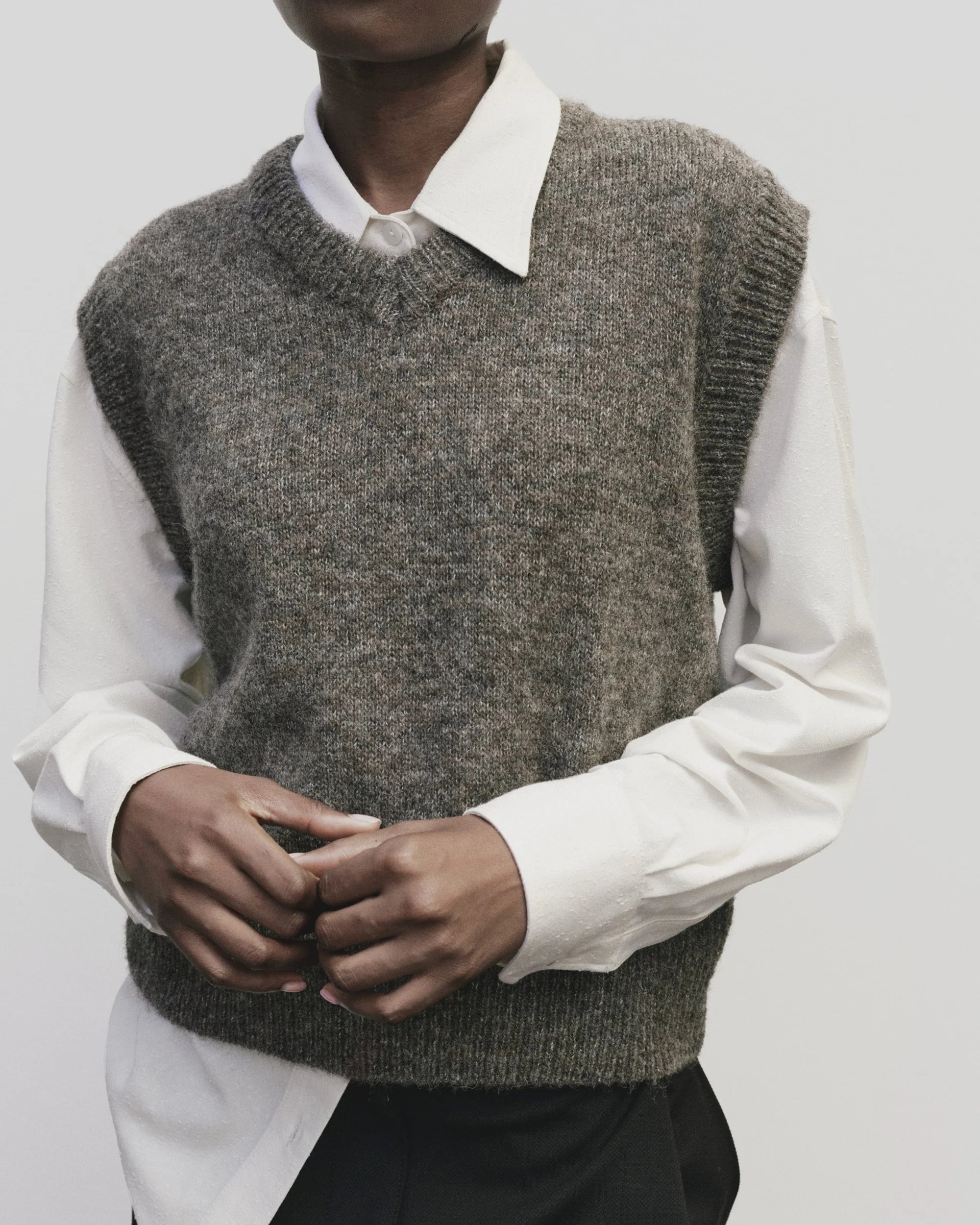 Mijeong Park Heather Brown Wool Sweater Vest