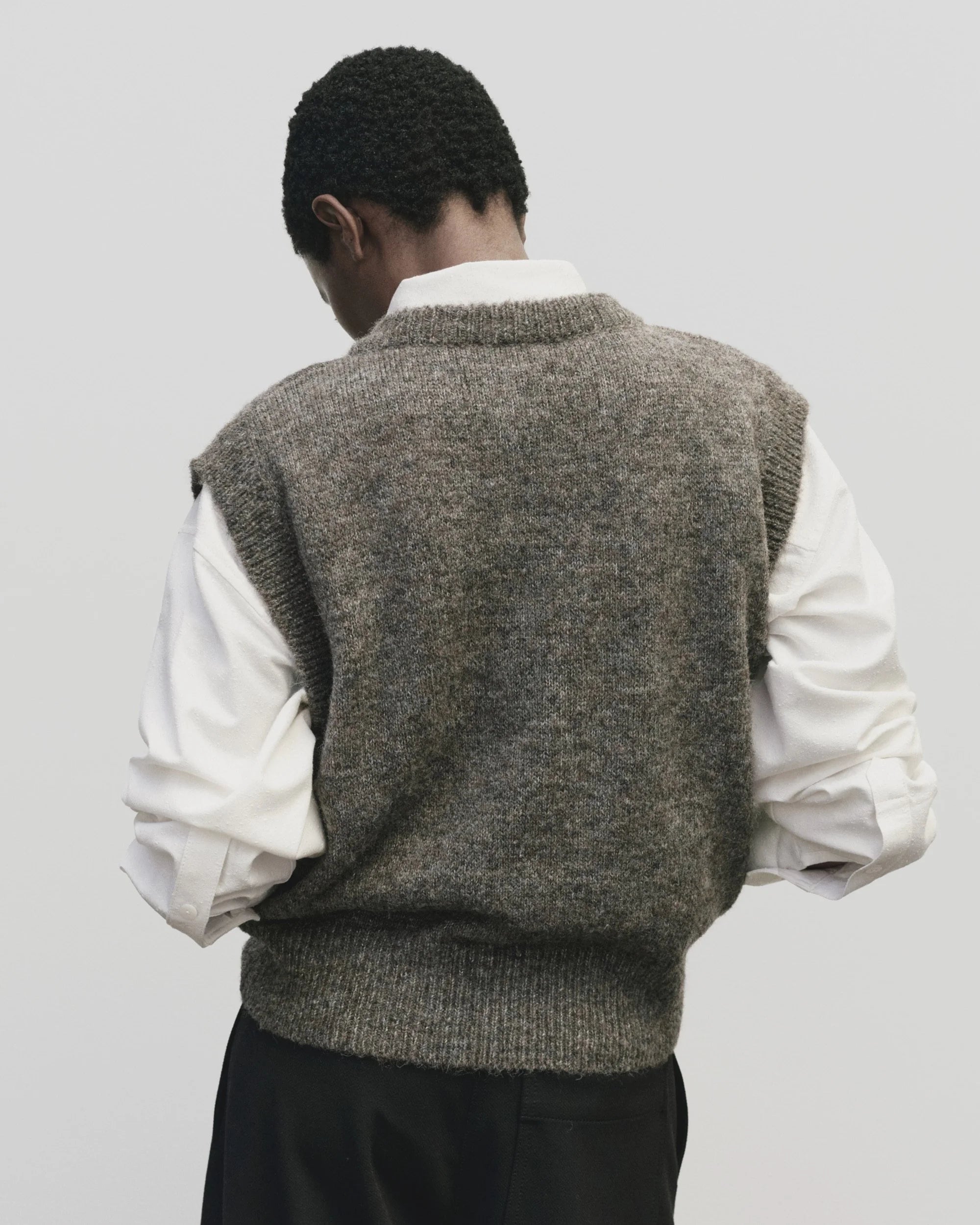 Mijeong Park Heather Brown Wool Sweater Vest