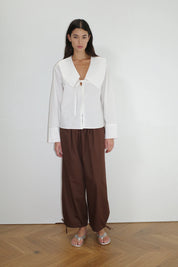 Deiji Studios White Collared Tie Shirt