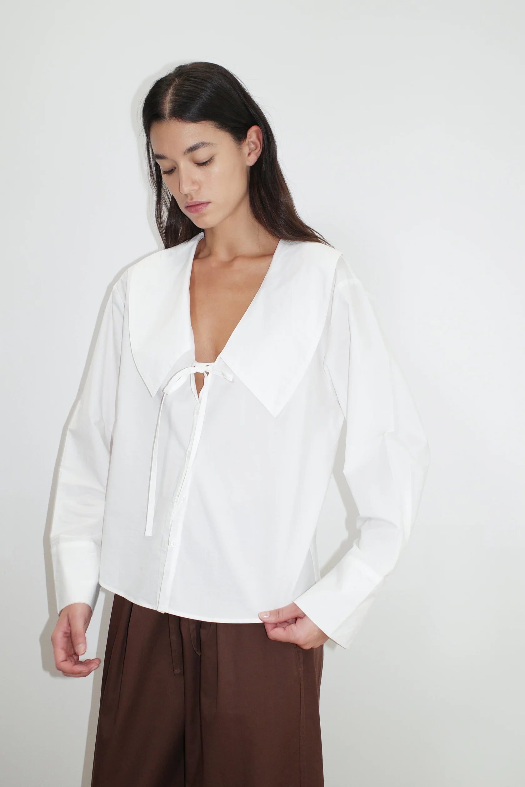 Deiji Studios White Collared Tie Shirt