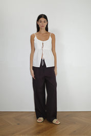 Deiji Studios White Double Tie Top