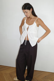 Deiji Studios White Double Tie Top