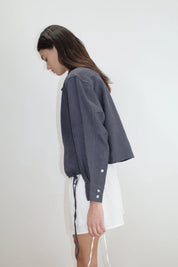 Deiji Studios White Linen Side Tie Shorts
