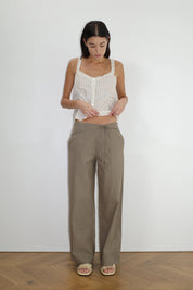 Deiji Studios Stripe Ruffle Button Top