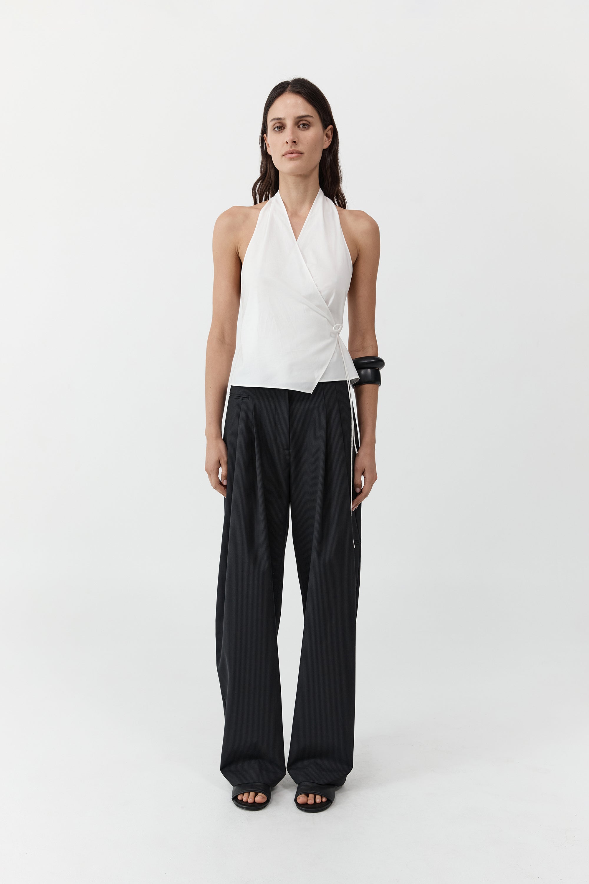 St. Agni White Oxford Wrap Top