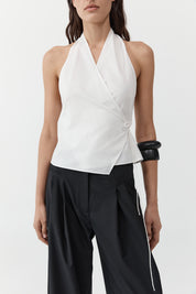 St. Agni White Oxford Wrap Top