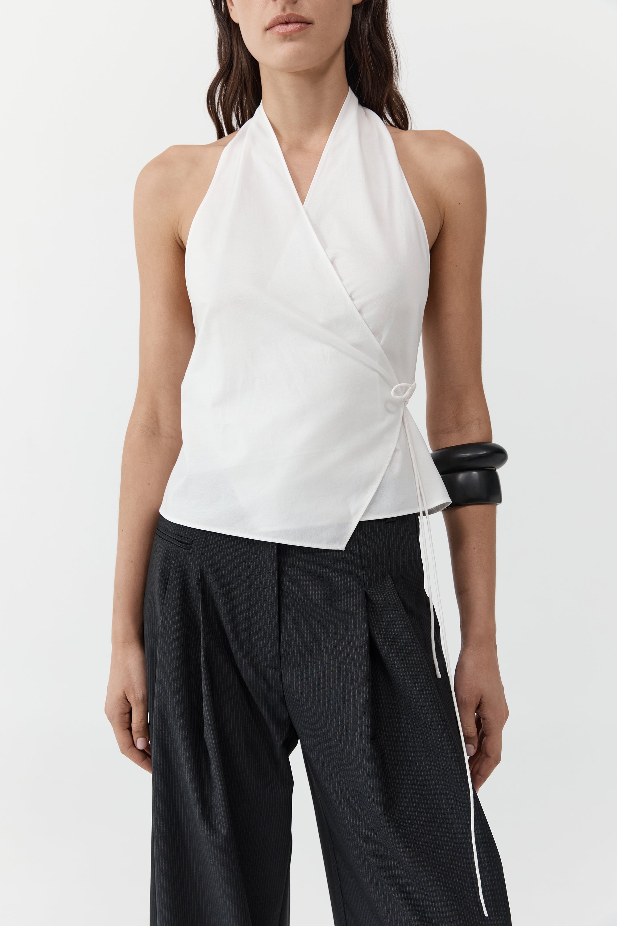 St. Agni White Oxford Wrap Top