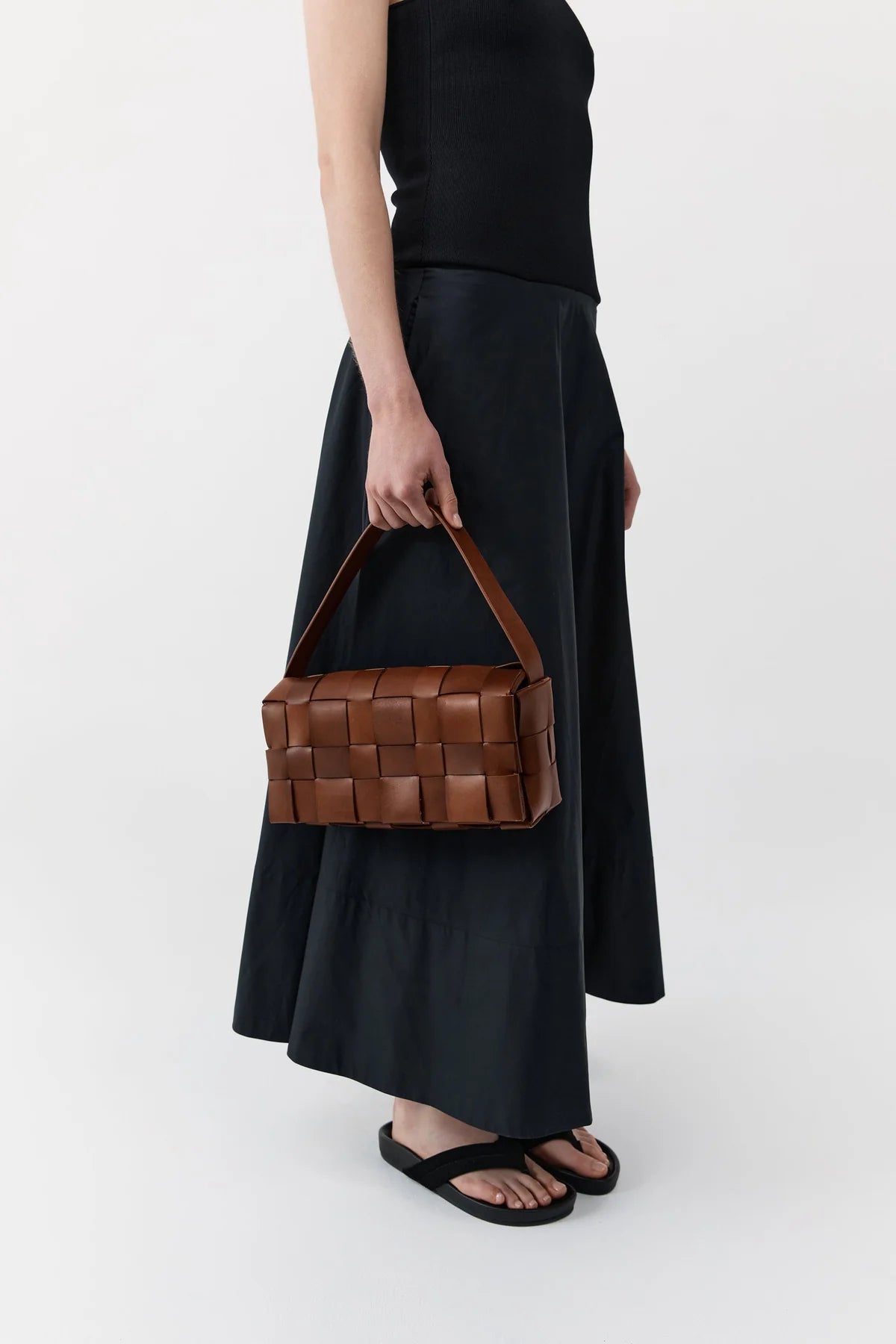 St. Agni Chestnut Woven Envelope Slim Tote