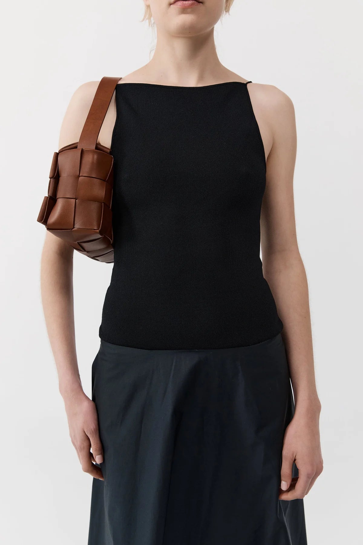 St. Agni Chestnut Woven Envelope Slim Tote