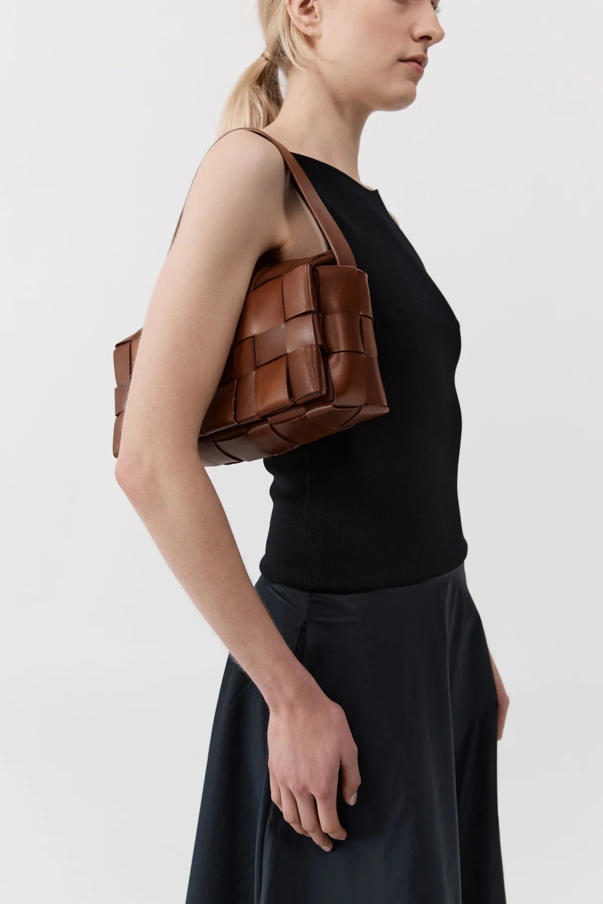 St. Agni Chestnut Woven Envelope Slim Tote