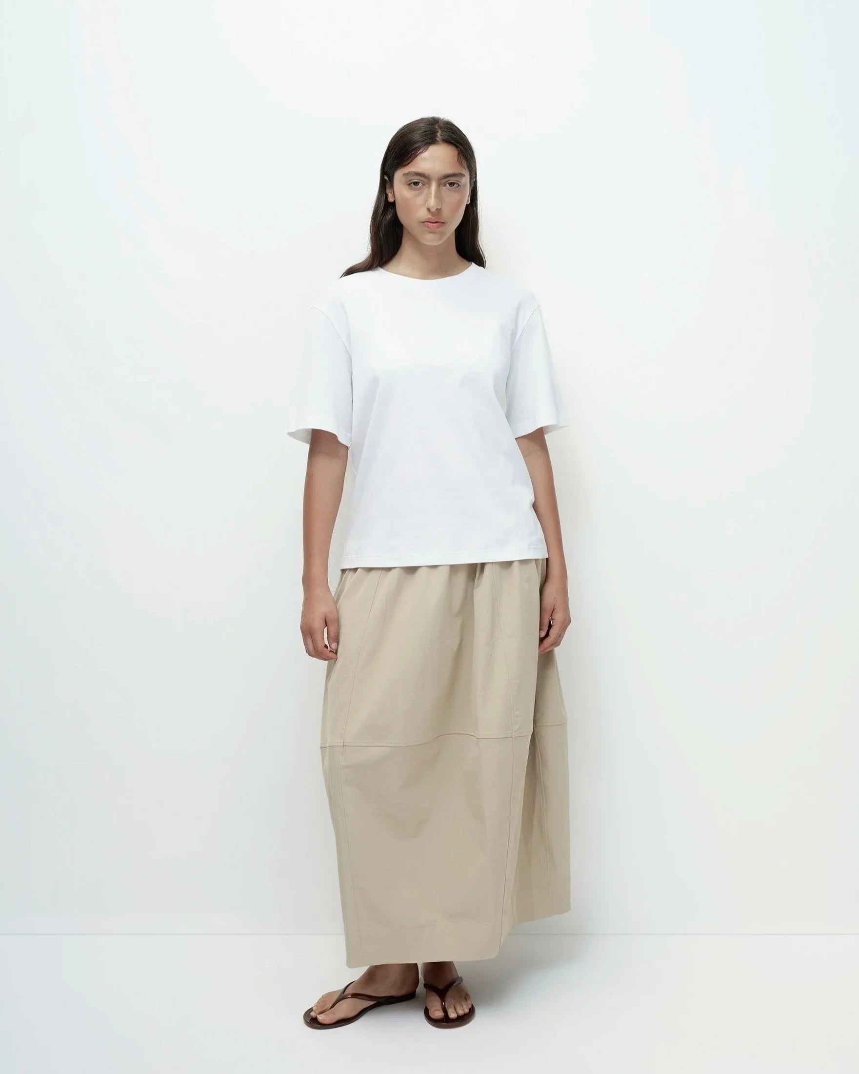 Mijeong Park Beige Balloon Midi Skirt