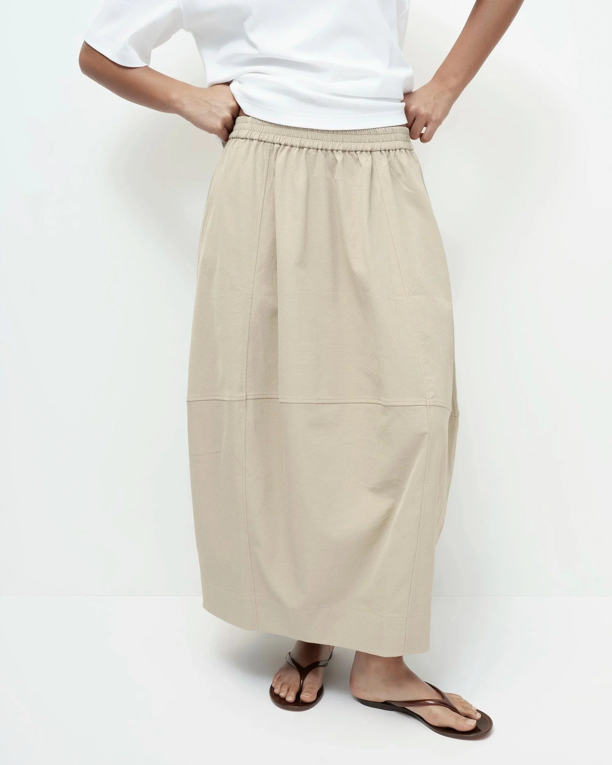 Mijeong Park Beige Balloon Midi Skirt