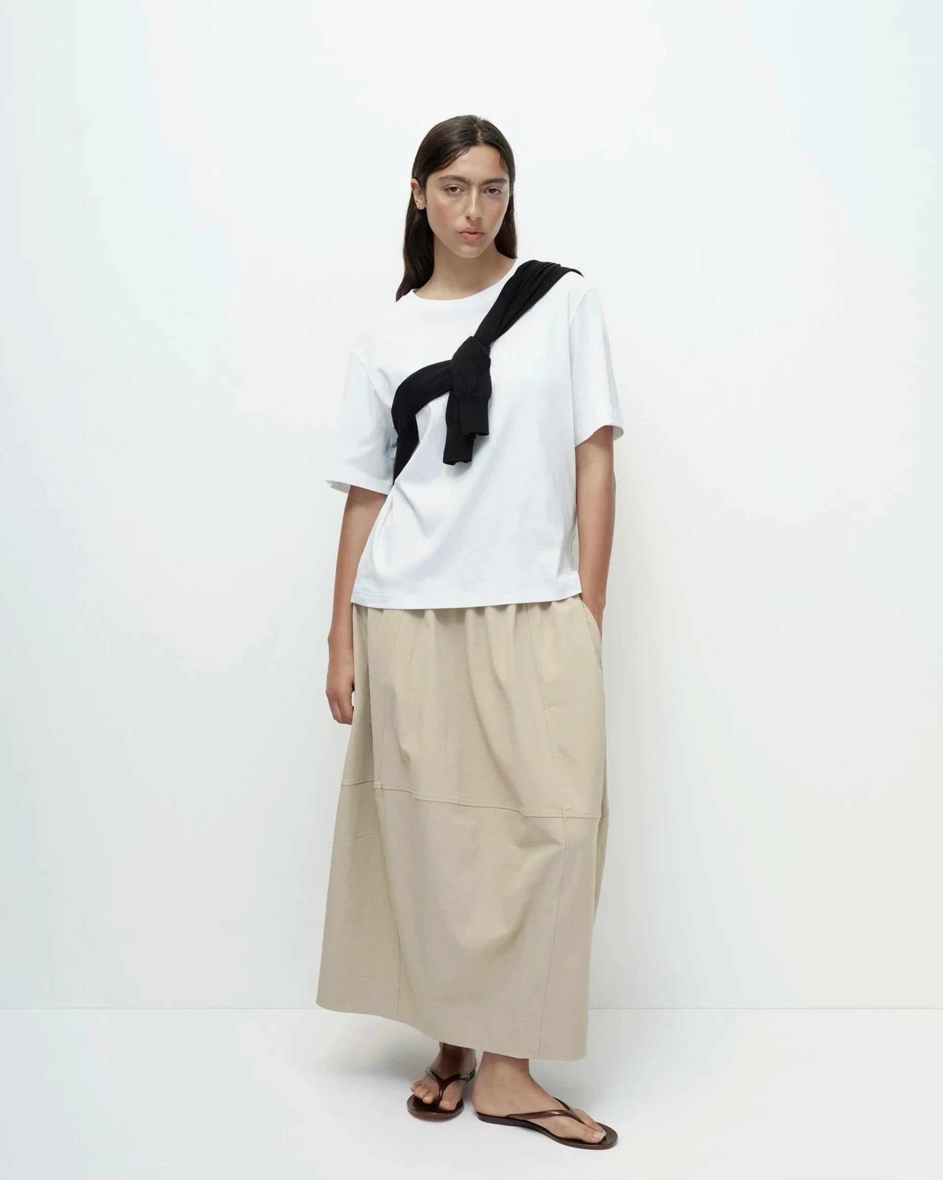 Mijeong Park Beige Balloon Midi Skirt
